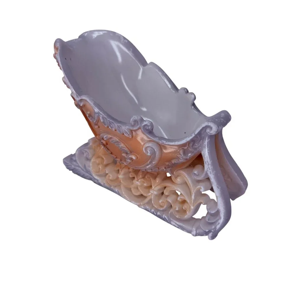 Vintage Plastic Blush Pink Christmas Ornate Winter‎ Sleigh